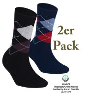 Ladies organic cotton socks Scotish Argyle 2-pack