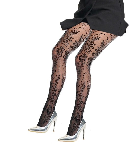 Strumpfhose mit Lurexschimmer und Spitzenmuster FLOCK PIZZO 40DEN