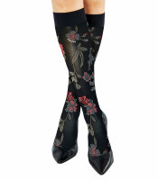 Knee-high socks with an unusual floral pattern FLORELLA...