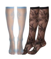 Knee-high socks with delicate flowers LACELIKE 30DEN