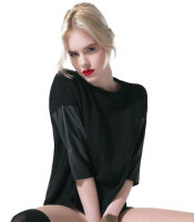 Elegante Strickpullover mit Lederimitatärmeln TIWANAKU