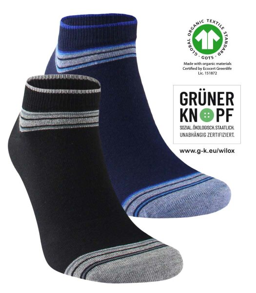 Herren Baumwolle Snaeker-Socken ORGANIC STRIPES