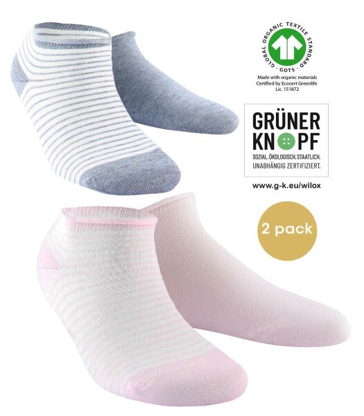 Sneaker-Socken aus Bio Baumwolle (GOTS)  2-er Pack