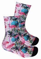 COOL7- 3D Print womens bamboo socks Pink Flamingo