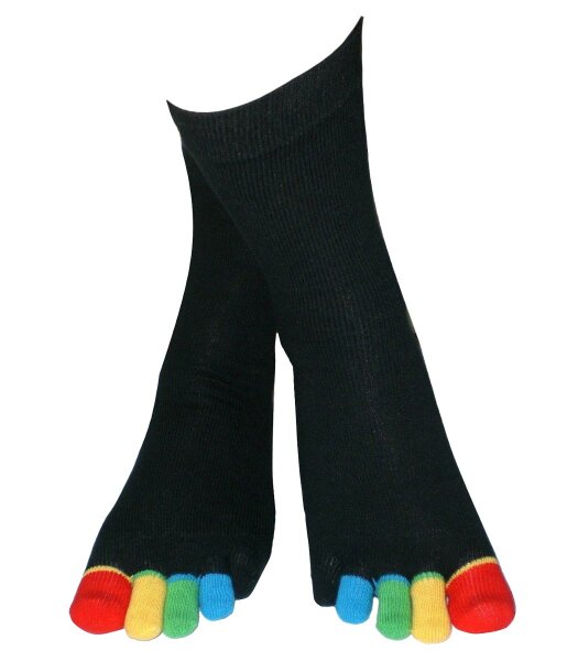 Unisex cotton toe socks with colourful toes