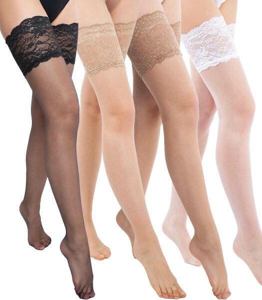Hold-up stockings with extra wide top band VOILE 8DEN