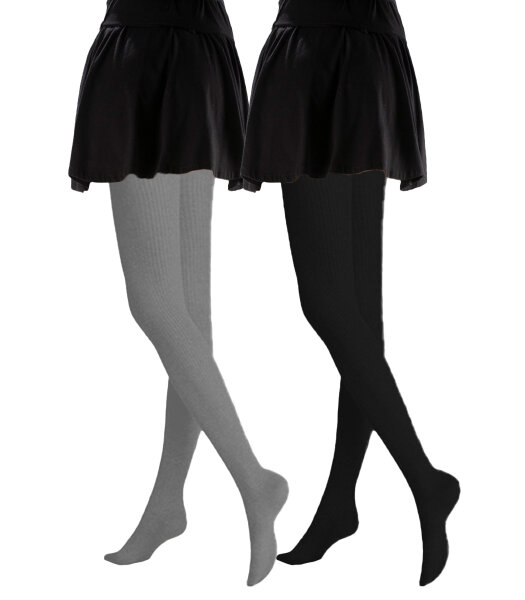 Knitted tights with ribbed pattern