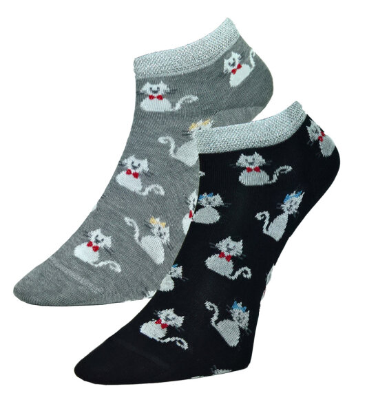 Damen Sneaker-Söckchen mit Kätzchen