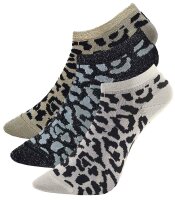 Womens glitter sneaker socks with leopard pattern